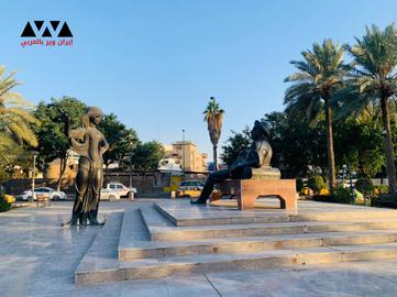 تمثال شارع أبو نؤاس وشهريار في العاصمة العراقية بغداد