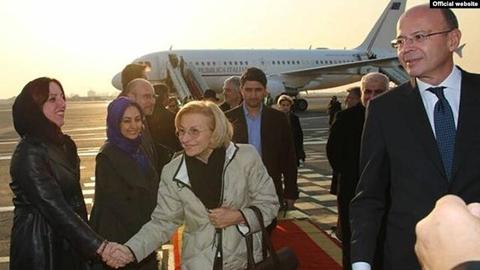 Italian Foreign Minister Emma Bonino after landing in Tehran.
