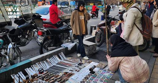 Sixteen-year-old Zahra brings her handcrafted items to Enghelab Street daily after school.