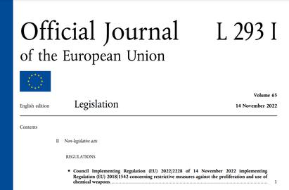 فهرست تحریم شدگان و مبنای تحریم آن‌ها بلافاصله پس از تصویب، برای اجرا در مجله رسمی اتحادیه اروپا منتشر می‌شود و برای ۲۷ عضو این اتحادیه لازم‌الاجراست