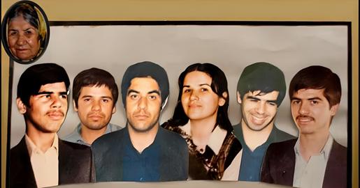 Nayereh Jalali always carried this picture of her six loved ones who were murdered by the Islamic Republic
