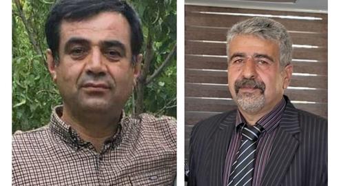 تصویر سمت راست آقای رضا شریفه و تصویر سمت چپ مظفر صالح‌نیا، فعالان صنفی معلمان و کارگری در استان کردستان که به اطلاعات سنندج احضار شدند