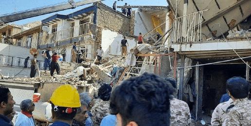 ریزش یک ساختمان چهارطبقه در کرمانشاه