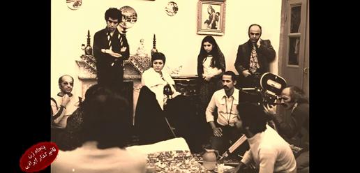 Googoosh and her ex-husband Behrouz Vossoughi behind the scene of the 1975 movie American Mamal