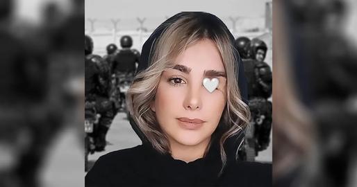 Protesters around the world have held up posters of Elaheh Tavakolian, who lost an eye during protests, with a white heart over the injury