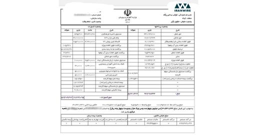 فیش حقوقی «کوکب بداغی پگاه» مربوط به دی ماه ۱۴۰۱