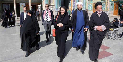 Hard-line Iranian media widely published photos showing Swiss Ambassador Nadine Olivieri Lozano meeting clerics in the central city of Qom on February 22. She was wearing a long black veil that covered her head and the rest of her body