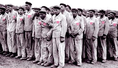 در اردوگاه‌های کار اجباری، هر یک از زندانی‌ها با داشتن نشانی بر سینه که به لباس‌شان دوخته شده بود، از بقیه مجزا می‌شدند. نشان رنگین‌کمانی‌ها، یعنی هر کسی که گرایش به هم‌‌جنس داشت یا ترنس بود، مثلث معکوس صورتی رنگ بود.