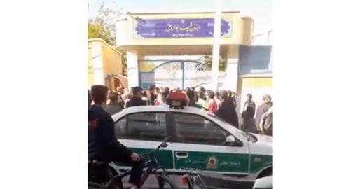 In Qum, a clergyman beat schoolgirls who were protesting during his speech.