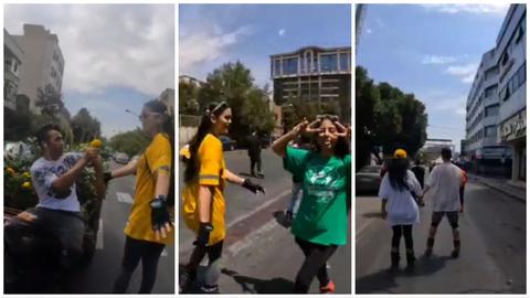 حضور دختران اسکیت‌باز بدون حجاب اجباری در خیابان‌های تهران