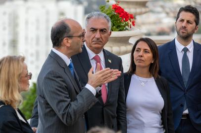 Reza Pahlavi and his wife Yasmine visited the Bahaʼi World Center in Haifa, Israel, on April 21