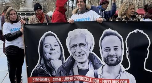 The demonstration, held on March 23, was organized at the urging of the families of four detained French nationals
