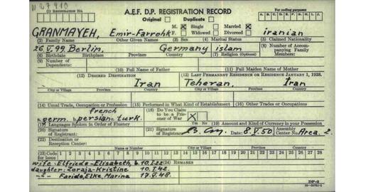 Some other victims are thought to have been involved in anti-Nazi activity. Emir Farrokh Granmayeh was born in Berlin, the son of the Iranian ambassador to Germany, Reza Moayed al-Saltanah