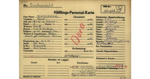 We don’t know much about the reason why Maxud Miridzianian, an Iranian innkeeper living in Paris, was sent to Buchenwald and Mittelbau Dora