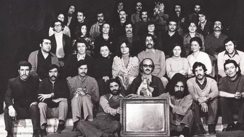 Saffari, front row center, was Saffari was director of the Theater Workshop collective and key planner of the annual Shiraz Festival of Arts