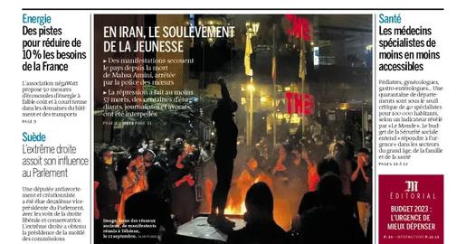 İran etirazlarının fotoşəkili Fransanın Le Monde qəzetinin ilk səhifəsində yer alıb