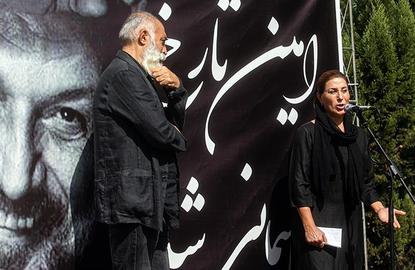سخنرانی بدون حجابِ فاطمه معتمدآریا در مراسم تشییع پیکر امین تارخ