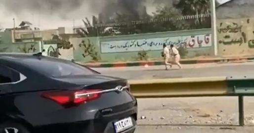 The fire and subsequent explosion took place after two fuel porters were shot in the city of Minab