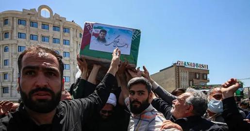 Mourners carrying the coffin of Ehsan Ghadbeigi, another young engineer who was killed in a drone attack on May 25
