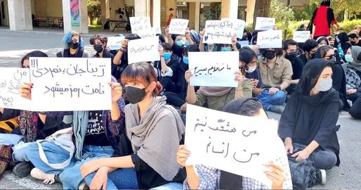 Students at Tehran University held vigils and marches for Mahsa Amini, who died after being abducted by the "morality patrol", on Sunday