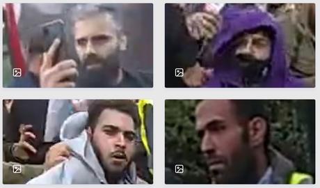 Police have released images of 13 men wanted in connection with violence at a rally in Iran last week