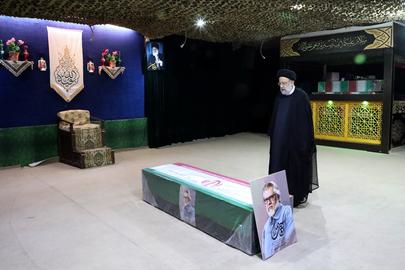 President Ebrahim Raisi also came to pray over his coffin in Tehran