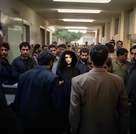 According to a post on Mohammadi's Instagram account, which is run by her family, the 2023 Nobel Peace Prize winner was “wearing a coat and skirt” during her hospital visit on November 21 (image generated by AI)