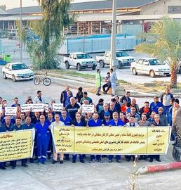 تجمع اعتراضی کارگران  عملیاتی شرکت نفت فلات قاره شاغل در منطقه نفتی بهرگان