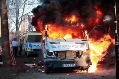 A total of 26 police officers and 14 others have been injured in riots in Sweden ahead of a visit by a far-right provocateur