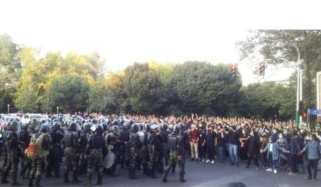 Large crowds stood against armed security forces in parts of Tehran, where the latter appeared to be outnumbered