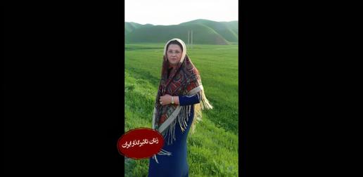 In all pictures of her, Zoleykha Adeli is wearing the traditional costumes of Turkmen women: long and colorful scarves with floral patterns and long, cheerful dresses