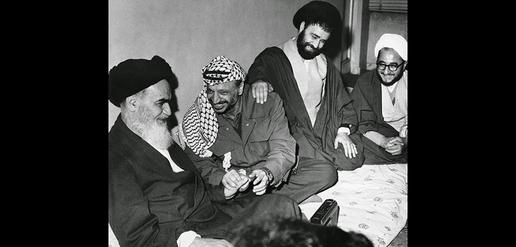 From left: Ayatollah Khomeini, Yasser Arafat, Ahmad Khomeini and Sadegh Khalkhali