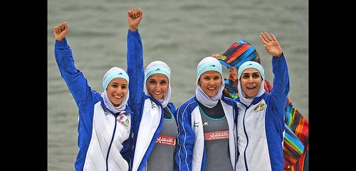 Iran's female rowing team win third place at Asian Games