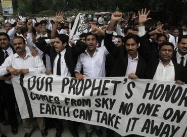 Khomeini's fatwa led to protests around the world, including in Pakistan