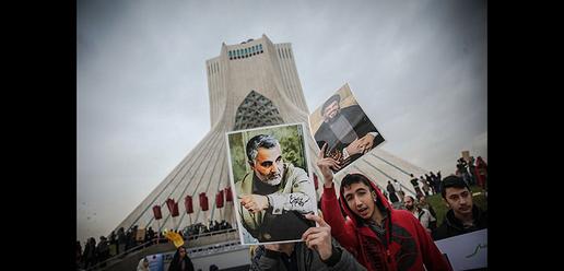 The face of Ghassem Suleimani, commander of the expeditionary Qods Force, was also seen on banners.