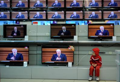 Russian media channels are  propping up the Belarusian president of 26 years, Alexander Lukashenko