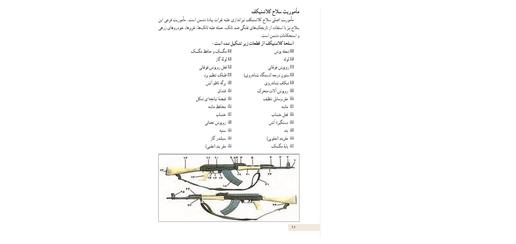 A Grade 10 course on "Defense Preparation" includes photos of children with rocket launchers and a detailed list of the components of a Kalashnikov