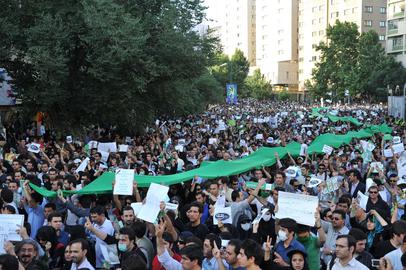 Mousavi supporters protest Ahmadinajad's reelection in June 2009