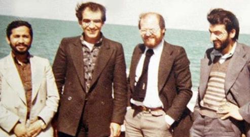 Anis Naghash, before Bakhtiar's assassination in Paris, with several Revolutionary Guards officials.