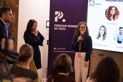 PWIT founder Sepideh Nasiri (left) with Airbnb's Kate Walsh. Aribnb hosted the event at its corporate office in London