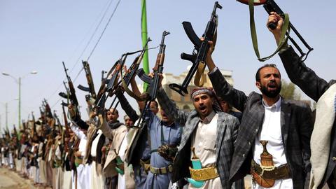The Leader said that rapprochement with the US could jeopardize Iran's support for "the nations of Palestine, Yemen and Bahrain." Pictured: Houthi rebels in Yemen