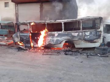 فوت یک بی‌خانمان در آتش‌سوزی اتوبوس اسقاطی در ملایر