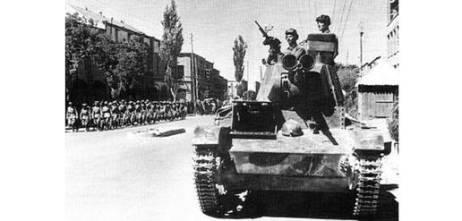 A Soviet tank in Tabriz during the Second World War.