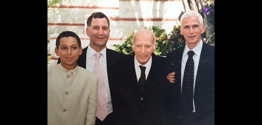 Ibrahim at his grandson David's bar mitzfah in 2003 with his sons Claude (left) and Fred (right).
