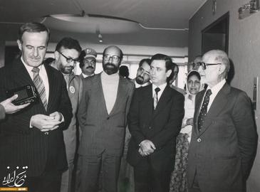Hafiz al Assad, the former dictator of Syria, Yazdi, second from left, with other members of Iran's interim government
