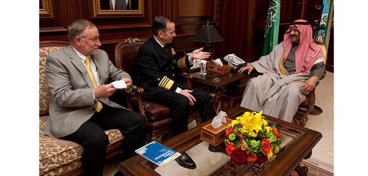James B. Smith and Admiral Mike Mullen meet Saudi defence official Prince Khalid bin Sultan in Riyadh