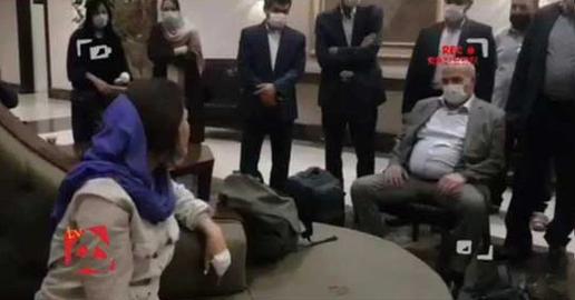 In the aftermath of the tragedy, environment boss Isa Kalantari was filmed listening to the tearful grievances of an injured female reporter, looking bored with his legs splayed open