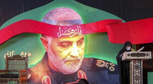 A poster commemorating the late IRGC Quds Force commander in Ahvaz, the capital of Khuzestan