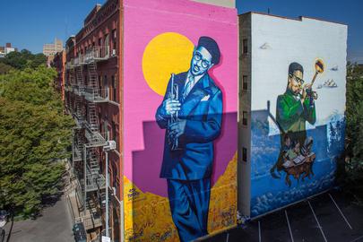 Artists Brandan Odums from New Orleans and Marthalicia Matarrita from Harlem worked together to create the two portraits