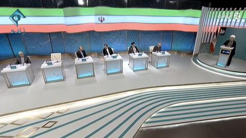 The six candidates during the presidential debate